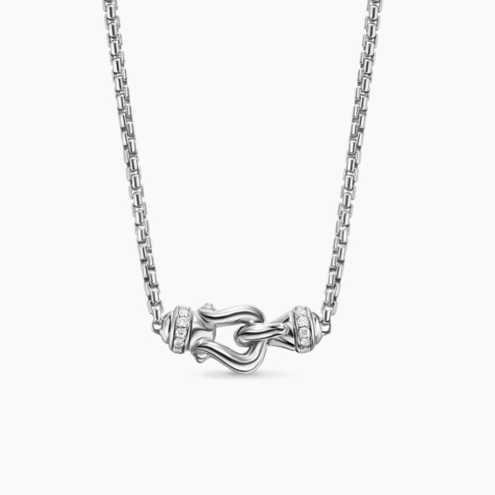 David Yurman Silver Miniature Clasp Necklace